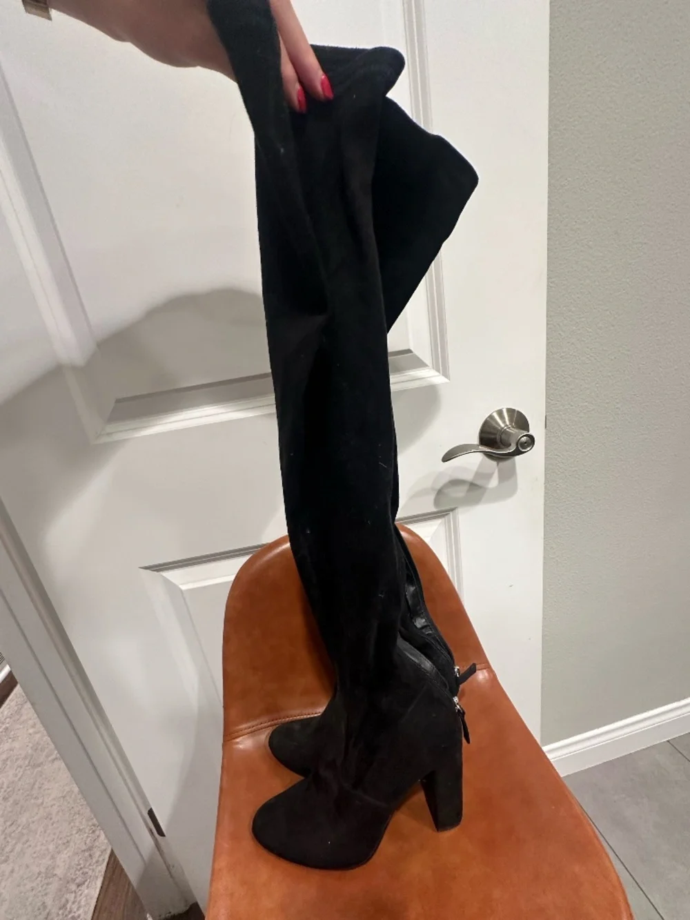 Steve Madden Black Velvet Over the Knee Boots